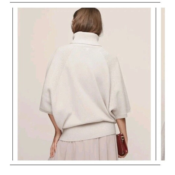 Reiss Roll Neck Alex Jumper Ivory Chunky Knit Lambswool Sweater Size L Oversized - Picture 10 of 10